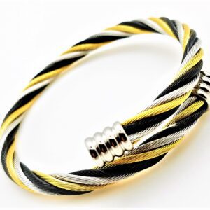 Gold and silver twisted cable bracelet