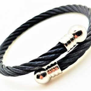 Elegant black bracelet with metallic tips