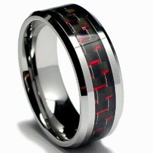 Silver ring with red accents