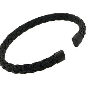 Mesh Stainless Black Bangle