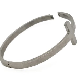 Cross Stainless Silver Bangle