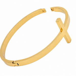 Cross Stainless Gold Bangle